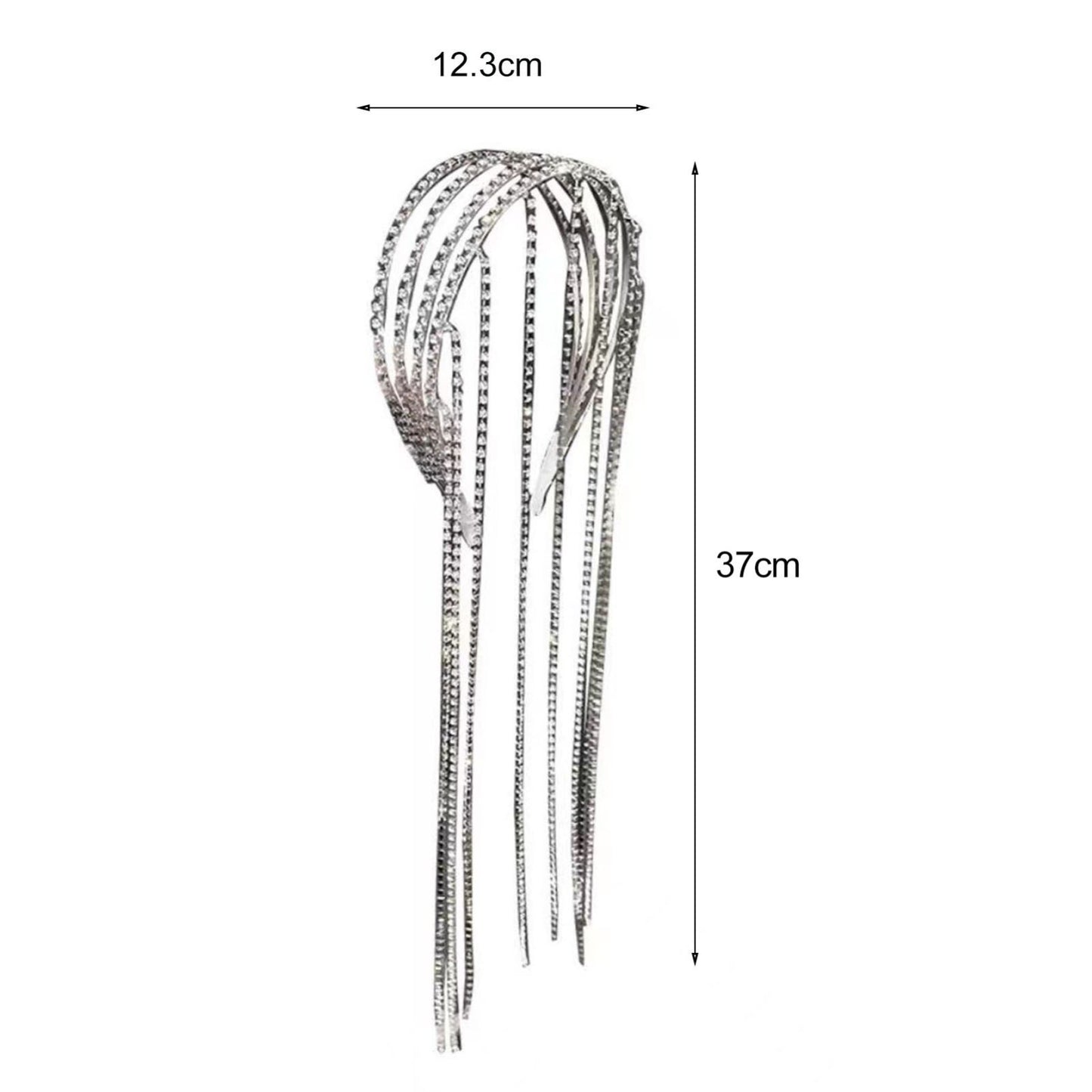 Full Rhinestone Long Tassel Headband