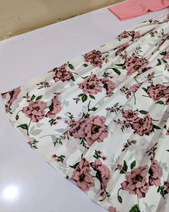 Floral Print Maxi Dress with Pink Jacket - Women's Western Wear - Floral Maxi
