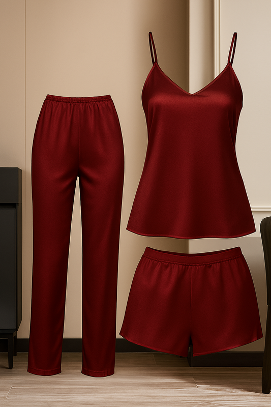 3-Piece Satin Sleepwear Set