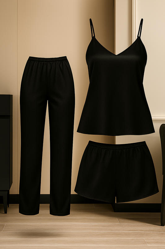 3-Piece Satin Sleepwear Set