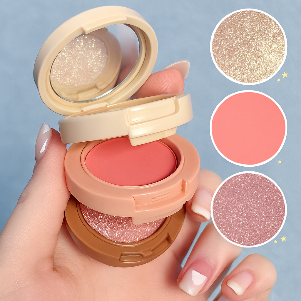 Miss Lara 3-in-1 Blush Palette – Highlighter, Contour & Blush in One